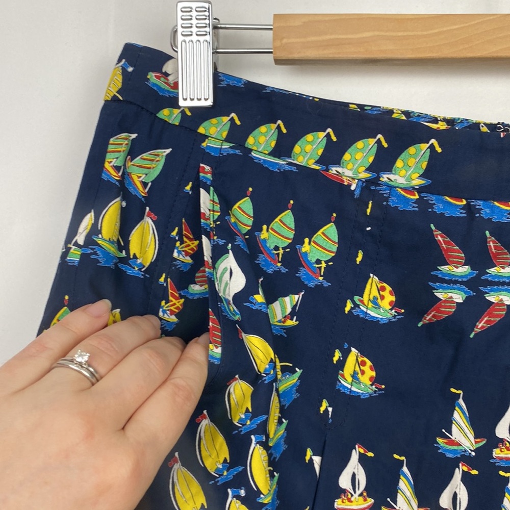 Rare J.Crew 8 Sailboat Skirt Vintage Navy Pleats Side Pockets Back Zipper - Picture 4 of 15